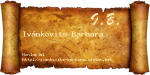 Ivánkovits Barbara névjegykártya