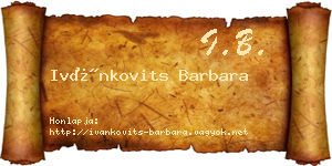 Ivánkovits Barbara névjegykártya